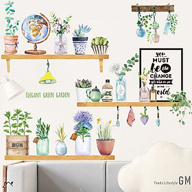 Decal trang trí chất liệu PVC loại 1 dày dặn, sắc nét, trang trí phòng khách, quán cafe-kệ cây mới-LV40