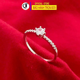 Nhẫn nữ trái tim bản nhỏ xinh gắn đá cao cấp trang sức Bạc Quang Thản – QTNU76