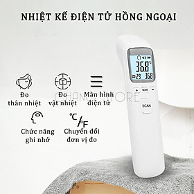 Nhiệt Kế Điện Tử Hồng Ngoại Đo Cơ Thể- Phòng Cho Bé Và Người Lớn loại Cao Cấp Có Đèn- Hàng Chính Hãng