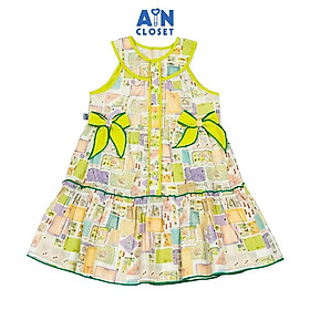 Đầm bé gái họa tiết Gia Đình Thỏ nơ xanh cotton - AICDBGT9YOBK - AIN Closet