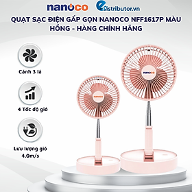 Mua Quạt Sạc Điện Gấp Gọn Nanoco NFF1617P Màu hồng - Hàng chính hãng