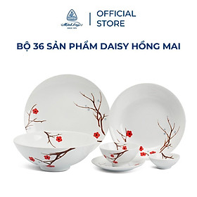 Mua Bộ Chén Dĩa sứ Minh Long 36 sản phẩm - Daisy - Hồng Mai - Hàng Chính Hãng