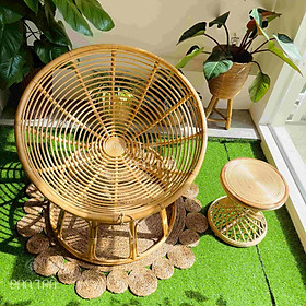 Ghế Mây Lười Đọc Sách- Ghế Mây Papasan 1M2 Kèm Nệm Nhung Cao Cấp To Thoải Mái -Ghế Mây Lười Thư Giãn Đan Trà- Ghế Mây  Thư Giãn Đọc Sách- Nội Thất Mây Tre Đan Trà ( Được Chọn Màu Nệm)