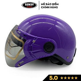 Mũ bảo hiểm nửa đầu có kính SUNDY Helmet  HP-01K an toàn, thời trang, nhiều màu cá tính, Freesize (vòng đầu 55-59cm)