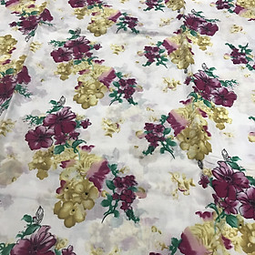 Vải thô boi lụa mỏng siêu mềm mát họa tiết hoa dâm bụt 2 màu