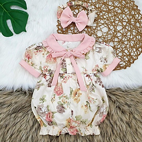 Body cho bé gái kèm tuban họa tiết hoa hồng cho bé từ 5kg đến 15kg