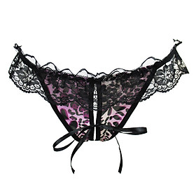 Quần lót hở khe cạp ren da báo