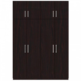 Tủ quần áo gỗ MDF Tundo 4 cánh 3 ngăn đứng màu nâu đậm 200 x 55 x 260cm
