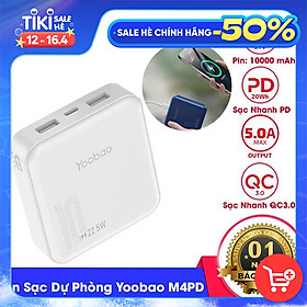 [HÀNG CHÍNH HÃNG] Pin sạc dự phòng Yoobao M4PD 10000mAh, sạc nhanh 20W, QC3.0 - Bảo hành 12 tháng - Màu xanh lá