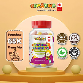 [Voucher 65k] Kẹo dẻo dinh dưỡng Gumazing Gummy Vitamin D3 & Canxi hương trái cây dành cho bé, hỗ trợ sự phát triển của xương và răng - 60 viên/hủ