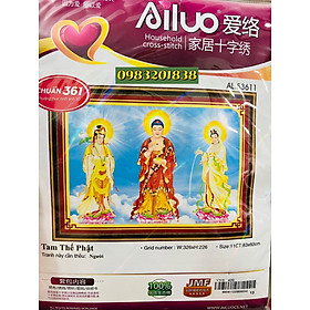 Mua Tranh thêu chữ thập tam thế phật  AL53611  kích thước 83*60 cm  tranh thêu 3D
