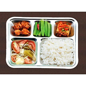 Khay cơm inox 304 có 5 ngăn loại dày đựng thức ăn
