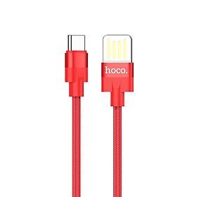 Cáp sạc dẹt chuẩn Type C Hoco, hỗ trợ sạc nhanh 2.4A, cáp bọc dù siêu bền, hạn chế rối, dài 120cm dành cho Samsung Galaxy Note 9, Note10, S9, S10, S10 Plus, U55 - Hàng chính hãng