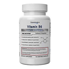 Superior Labs — Best Vitamin B6 Dietary Supplement — 50 mg Dosage,120 Vegetable Capsules —Supports Immune System Health — Healthy Brain Function — Cardiovascular Health Support