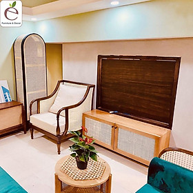 Mua Sofa đơn Club Indochine - Sofa gỗ kết hợp đan mây tự nhiên  bọc vải  nỉ  da  màu tùy chọn. Hàng gia công tỉ mỉ.