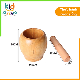 Giáo cụ Montessori - Bộ cối chày bằng gỗ giúp trẻ phát triển kỹ năng thực