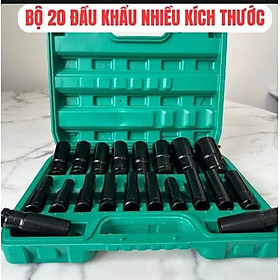 Bộ khẩu 20 chi tiết, đầu tuýp 1/2 - Dùng cho máy siết Bulong, Bộ 20 đầu khẩu thép cao cấp, chống gỉ, chống vỡ