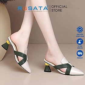 Dép sandal cao gót nữ ROSATA RO495 xỏ chân mũi nhọn gót cao 5cm xuất xứ Việt Nam - TRẮNG