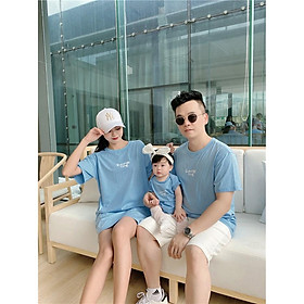 Set đồ gia đình Áo gia đình in chữ trước ngực kèm logo con cừu xinh xắn đi chơi du lịch
