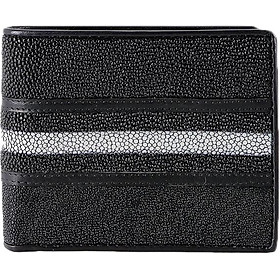 Ví Nam Da Cá Đuối Viền Ngang Huy Hoàng HT2501 - Đen