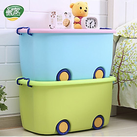 Mua Thùng nhựa đựng đồ có bánh xe ô tô size lớn - giao màu ngẫu nhiên