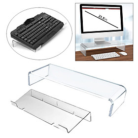 Acrylic PC Laptop Computer Monitor Riser Desktop Screen Keyboard Tray