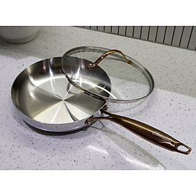 Chảo inox sâu lòng đáy liền 24cm Ciwete có nắp SS0404-A