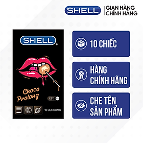 Hộp 10 cái Bao cao su Shell Choco Prolong kéo dài thời gian, hương