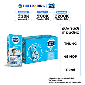 Thùng 48 Hộp Sữa Tươi Tiệt Trùng Dutch Lady Cô Gái Hà Lan ít đường 180ml