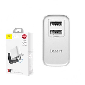 củ sạc nhanh 2 cổng baseus 2.4a 5v chân gập 180 độ - cốc sạc chống cháy nổ cho iphone ipad samsung xiaomi oppo rao mầu ngẫu nhiên - chính hãng