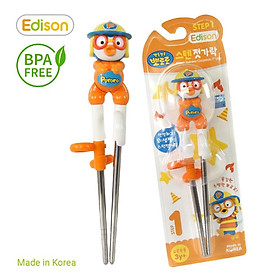 Đũa inox tập ăn xỏ ngón Pororo - đồ dùng ăn dặm cho bé Edison