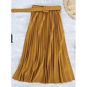 Chân váy xếp ly dáng dài có đai chất vải không nhăn Free size (VAY36)
