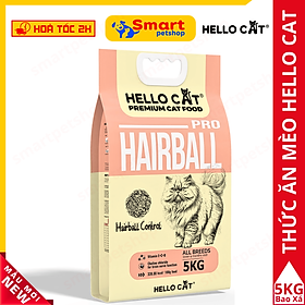 Thức Ăn Cho Mèo Con Và Trưởng Thành Ngăn Búi Lông Hello Cat HairBall Bao Xá 5KG