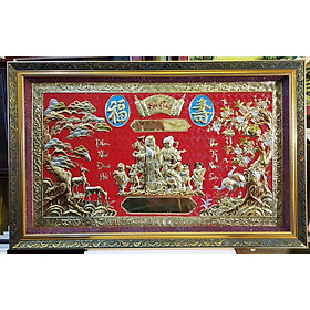 TRANH MỪNG THỌ , CHÚC THỌ -ÔNG BÀ- CỤ ÔNG- CỤ BÀ (ĐỒNG VÀNG LIỀN TẤM NGUYÊN CHẤT 100%)