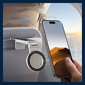 Giá đỡ kệ đỡ điện thoại từ tính gập xoay 360 độ để bàn, kẹp thành bàn, ô tô, máy bay livestream, selfile tự sướng- Hàng chính hãng