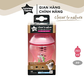 Bình sữa ty siêu mềm tự nhiên Tommee Tippee Closer to Nature 260ml, núm ty đi kèm 3-6 tháng – Tím