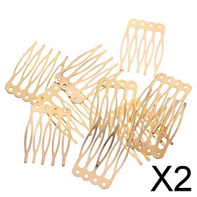 2xVintage Blank Metal Hair Comb for Bridal Hair Accessories DIY 2.7cm Gold
