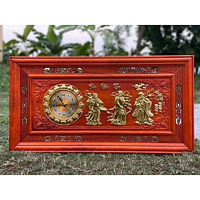 Tranh điêu khắc tam đa phúc lộc thọ gỗ hương đỏ kt 67×127×4cm