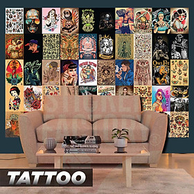 Mua TATTOO - Set 50 Poster A4 dán tường trang trí decor quán nhà cửa - STICKER FACTORY