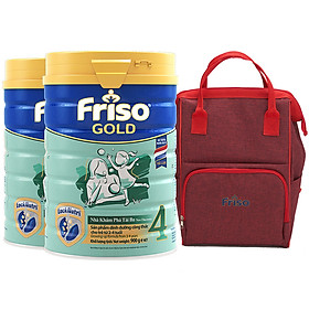 Bộ 2 Lon Sữa Bột Friso Gold 4 Cho Trẻ Từ 2-4 Tuổi 900g + Tặng Balo Bỉm Sữa