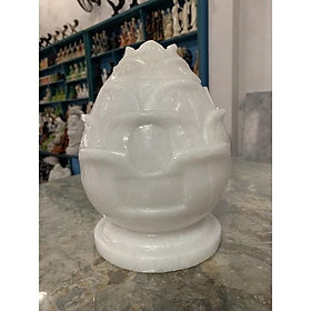 Mua Hũ Đựng Tro Cốt Hình Hoa Sen Đá Cẩm Thạch Trắng - cao 25cm
