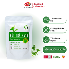 Bột Trà Xanh Sấy Lạnh Nguyên Chất Quảng Thanh Gói 100gr - Đắp mặt làm dịu da, kháng khuẩn, kháng viêm, giảm cân