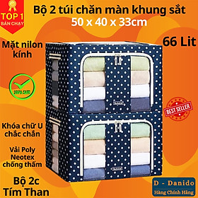 Bộ 2 Túi Đựng Chăn Màn Có Chọn Màu – Combo 2 Túi Vải Quần Áo Khung Sắt Gấp Gọn Cao Cấp Amalife