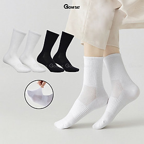 Tất vớ cao cổ Nam Nữ, tất cotton êm mềm đi mát, thiết kế thoáng khí - KLB-TRONCAO-GANTAM - Trắng
