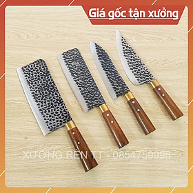 Mua Bộ 4 Dao Nhà Bếp Rèn Từ Thép Nhíp Dập Vân 2 Mặt Cao Cấp - Cán Cẩm Chỉ Khâu Đồng