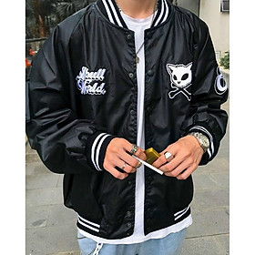 Áo khoác dù nam nữ unisex kiểu bomber form rộng, 2 lớp dày dặn (Skull)