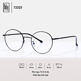 Hình ảnh Gọng kính cận nam nữ Lilyeyewear mắt tròn, chất liệu kim loại thanh mảnh - 72323