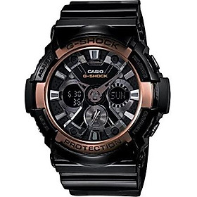 Casio Men's XL Series G-Shock Quartz 200M WR Shock Resistant Resin Color: White with Rose Gold Accents (Model GA-200RG-1ACR)