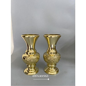 Mua lọ hoa bằng đồng cao cấp hoạ tiết bông cúc cao 30cm