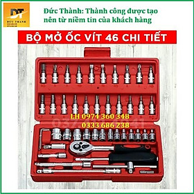 Bộ dụng cụ mở bu lông ốc vít, sửa chữa ô tô xe máy, đa năng 46 chi tiết, chất liệu thép CRV